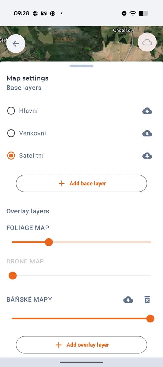 Prekryvné vrstvy: priehľadnosť posuvníkom, stiahnutie aj zmazanie.