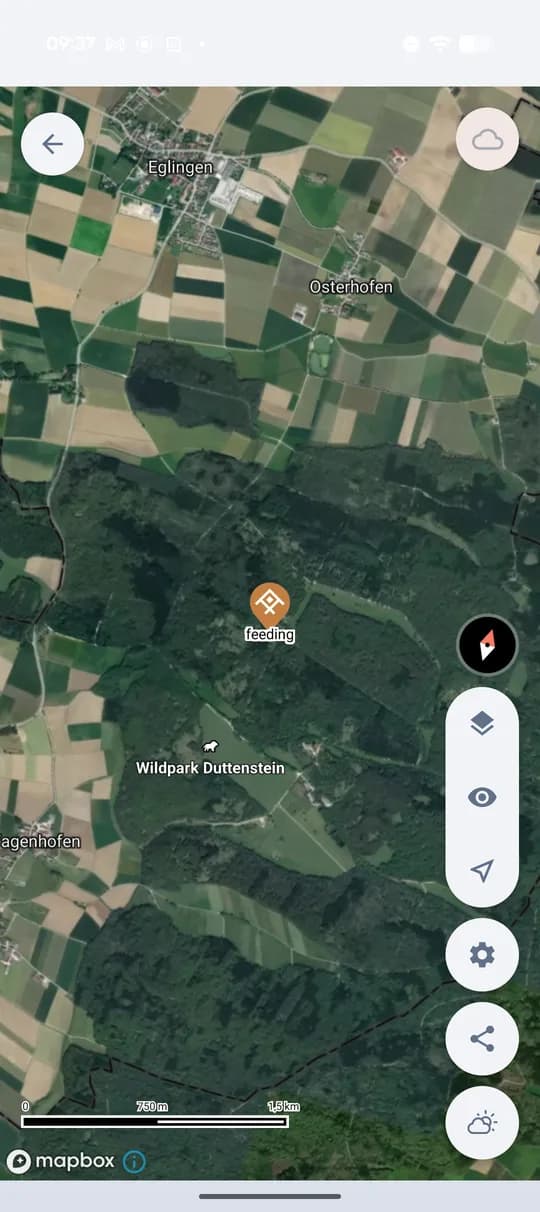 Uložený bod v mape revíru.